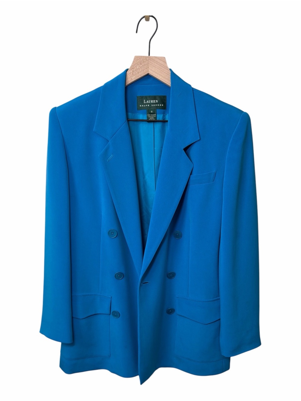 Vintage Ralph Lauren 100% Silk Electric Blue Blazer Size 6